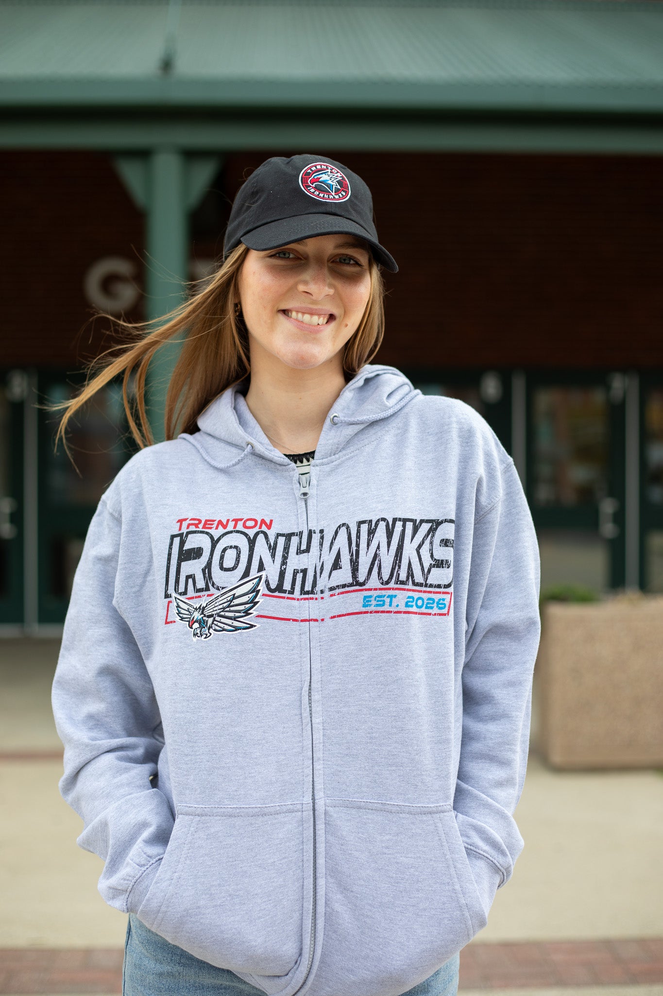 Gray IRONHAWKS Full-Zip Hoodie