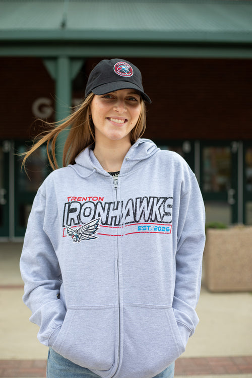 Gray IRONHAWKS Full-Zip Hoodie