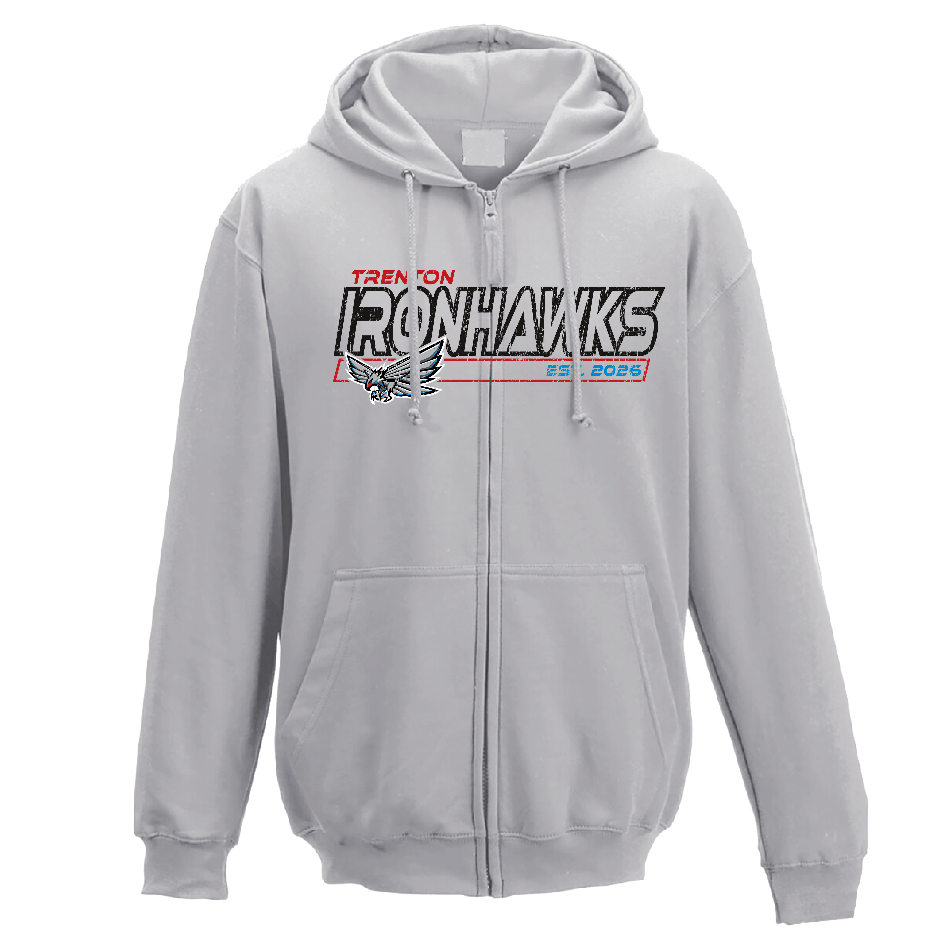 Gray IRONHAWKS Full-Zip Hoodie